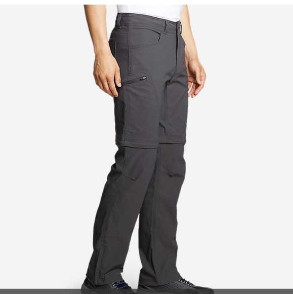 Eddie Bauer Smoke Gray Convertible Cargo Pants Size 33×32 NWOT